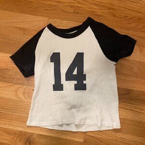 Brandy Melville Women's White and Black Crop-top